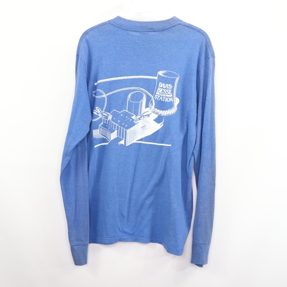 80s Mens Medium Nuclear Power Plant T Shirt Blue - Picture 7 of 8